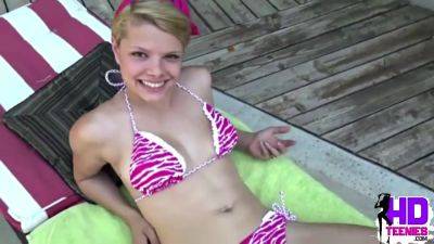 Little Taylor wearing bikini Masturbate with Vibrator - hotmovs.com