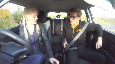 Barbie - British blonde Barbie Sins craves learner's cum on her test - fake driving school - sexu.com - Britain