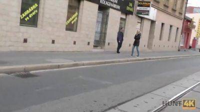 Watch this petite Czech teen chick get down and dirty for cash in a public fuck frenzy - sexu.com - Czech Republic