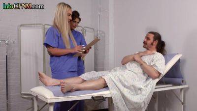 CFNM nurses in uniform suck and wank patients cock in 3some - hotmovs.com - Britain