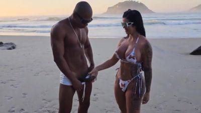 Curvy Latina enjoys a black cock at the beach - Interracial - xtits.com